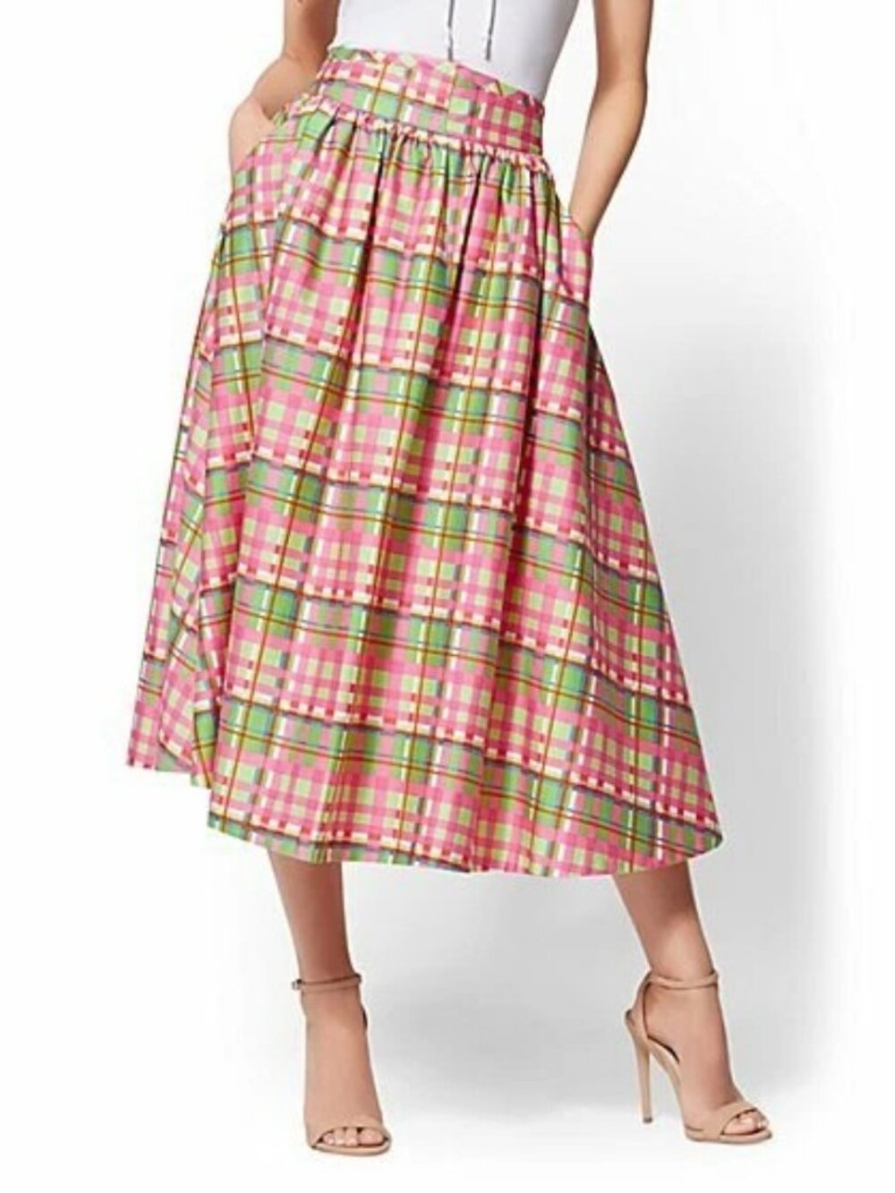 New York & Company 7th Avenue Plaid Full Skirt, size 0